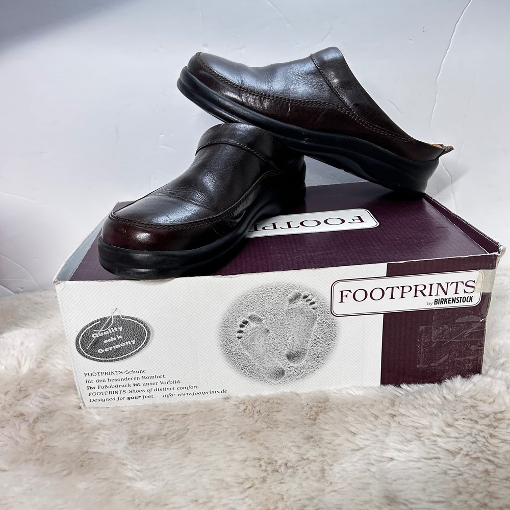 Footprints by Birkenstock Leather Mules‎ Clogs Brown Women Size 38